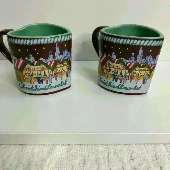 2018 Chicago Christkindlmarket German‎ Christmas Market Heart Shaped Mugs - Picture 1 of 8